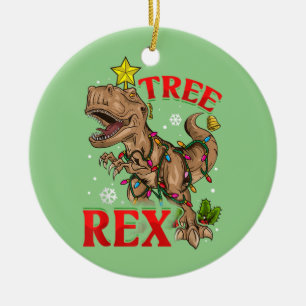 Christmas Dinosaur Tree Rex Lights TRex Xmas Gift Ceramic Ornament