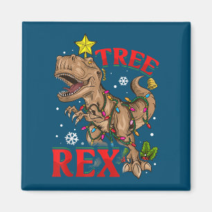 Christmas Dinosaur Tree Rex Lights TRex Xmas Gift Magnet