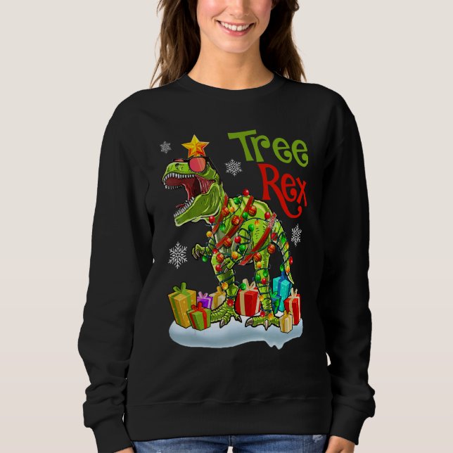 Christmas Dinosaur Tree Rex Pajamas  Christmas Cos Sweatshirt (Front)