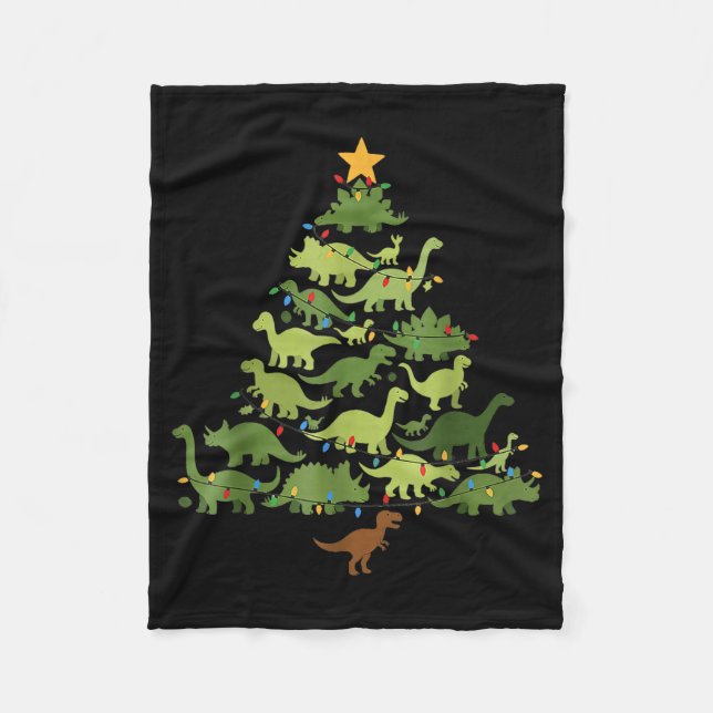 Christmas Dinosaur Tree Rex Pajamas Men Boys Kids  Fleece Blanket (Front)