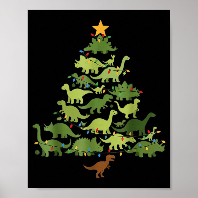 Christmas Dinosaur Tree Rex Pajamas Men Boys Kids  Poster (Front)
