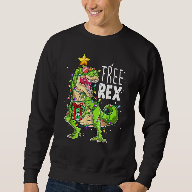Christmas Dinosaur Tree Rex Pajamas Men Boys Xmas  Sweatshirt (Front)