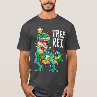 Christmas Dinosaur Tree Rex Pajamas Men Boys Xmas T-Shirt
