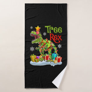 Christmas Dinosaur Tree Rex Pyjamas Funny Christma Bath Towel