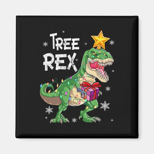 Christmas Dinosaur Tree Rex Pyjamas Men Boys Kids  Magnet (Front)