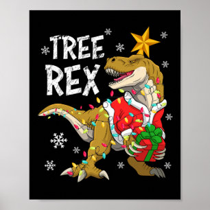 Christmas Dinosaur Tree Rex Pyjamas Men Boys Kids Poster