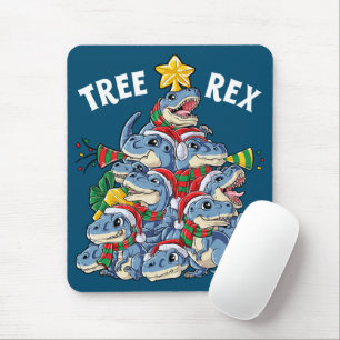 Christmas Dinosaur Tree Rex Pyjamas Men Boys Xmas Mouse Pad