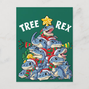 Christmas Dinosaur Tree Rex Pyjamas Men Boys Xmas Postcard