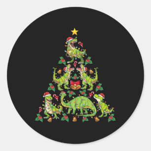 Christmas Dinosaur Tree Rex Shirt Boys Kids T Rex  Classic Round Sticker