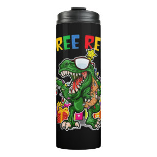 Christmas Dinosaur Tree Rex Thermal Tumbler