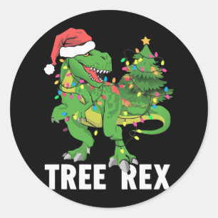 Christmas Dinosaur Tree Rex Xmas Trex Pyjamas Men Classic Round Sticker