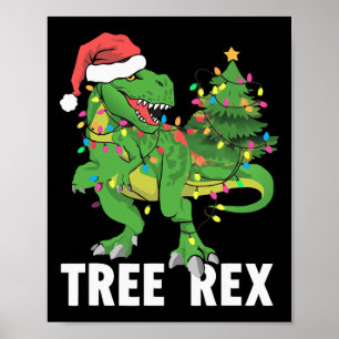 Christmas Dinosaur Tree Rex Xmas Trex Pyjamas Men Poster