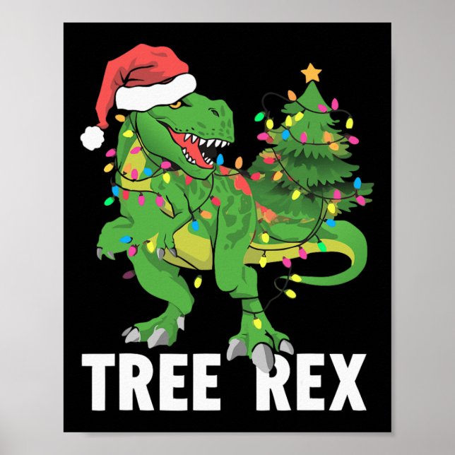 Christmas Dinosaur Tree Rex Xmas Trex Pyjamas Men  Poster (Front)