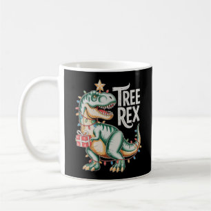 Christmas Dinosaur Tree T Rex Xmas Lights Holiday Coffee Mug