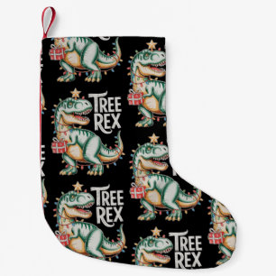 Christmas Dinosaur Tree T Rex Xmas Lights Holiday Small Christmas Stocking