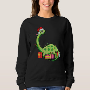 Christmas Dinosaur With Lights  Boys Kids Xmas Par Sweatshirt