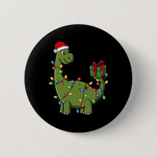 Christmas Dinosaur With Lights Fun Boys Kids Xmas 6 Cm Round Badge