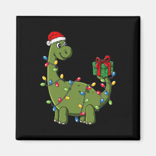 Christmas Dinosaur With Lights Fun Boys Kids Xmas Magnet