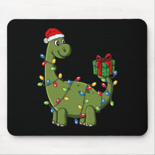 Christmas Dinosaur With Lights Fun Boys Kids Xmas Mouse Pad