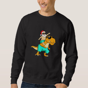 Christmas Dinosaur Xmas In July Summer Santa In Ju Sweatshirt