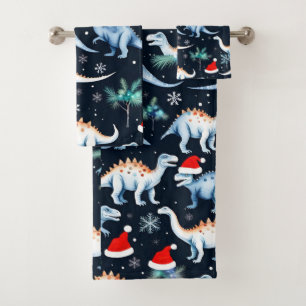 Christmas Dinosaurs Bath Towel Set