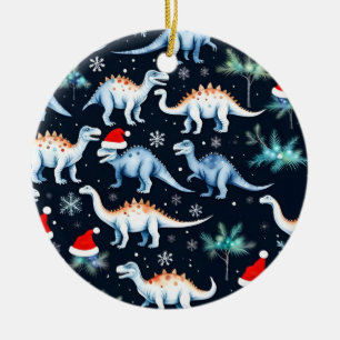 Christmas Dinosaurs Ceramic Ornament
