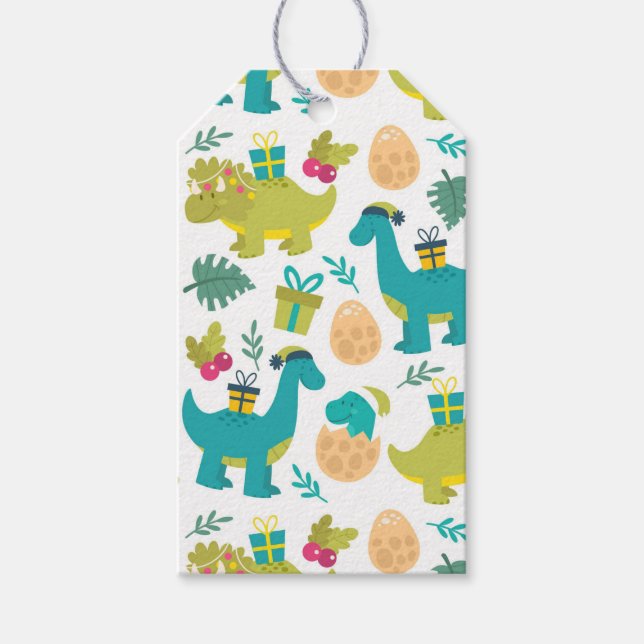 Christmas Dinosaurs Gift Tags (Front)