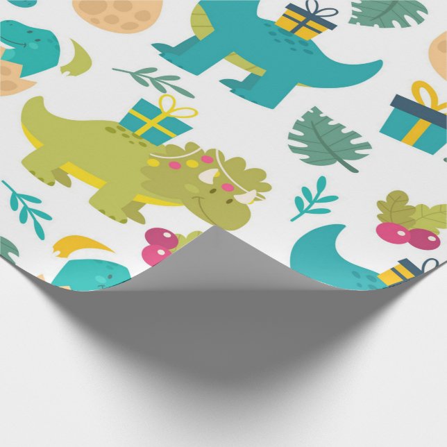 Christmas Dinosaurs Wrapping Paper (Corner)