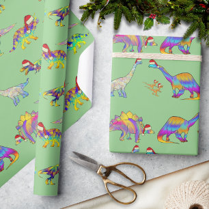 Christmas dinosaurs  wrapping paper