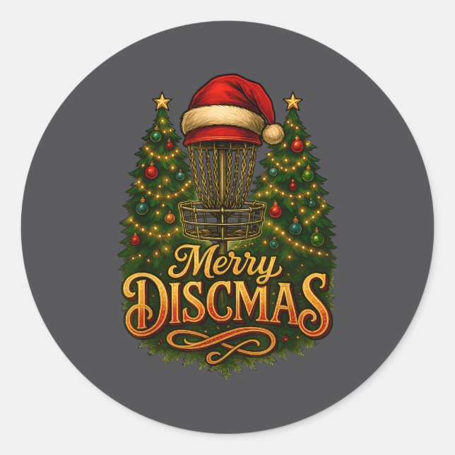 Christmas Disc Golf Merry Discmas  Classic Round Sticker (Front)