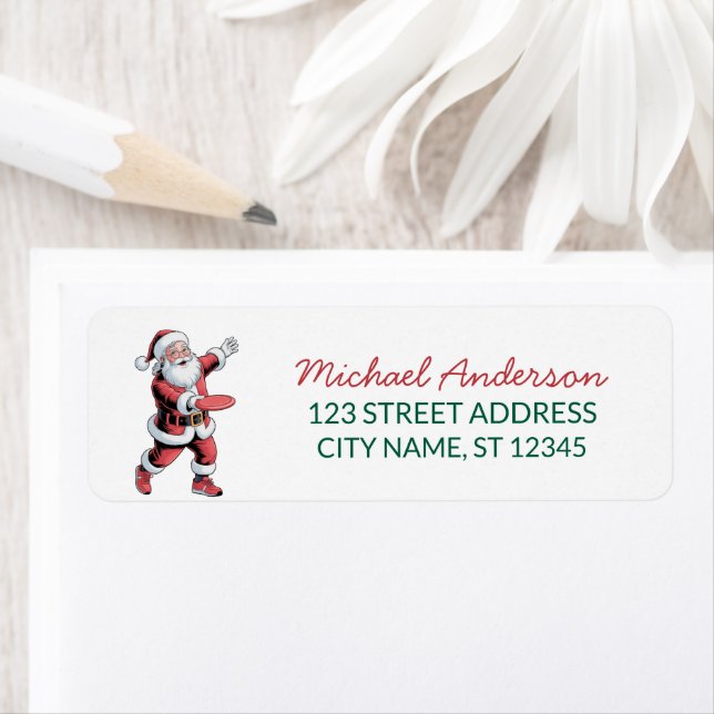 Christmas Disc Golf Santa Claus Return Address   Label (Insitu)