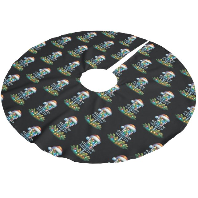 Christmas Disc Golf Themed Brushed Polyester Tree Skirt (Angled)