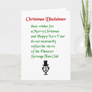 Christmas Disclaimer - a funny Christmas Poem Holiday Card