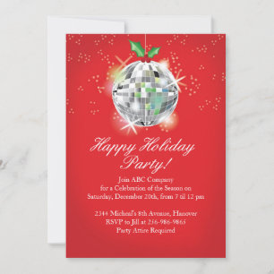 Christmas Disco Ball Party Invitations