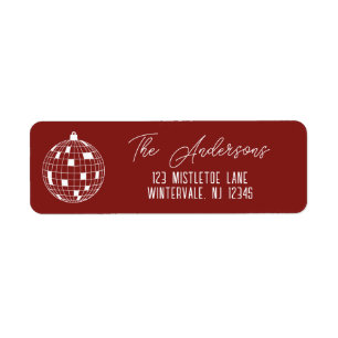Christmas Disco Ball Red and White Return Address Label