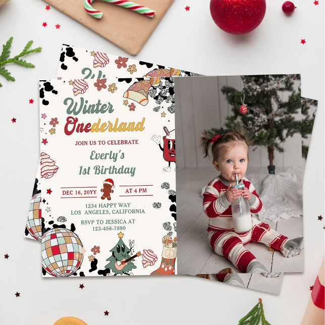 Christmas Disco Ball Winter Onederland Birthday  Invitation (Creator Uploaded)