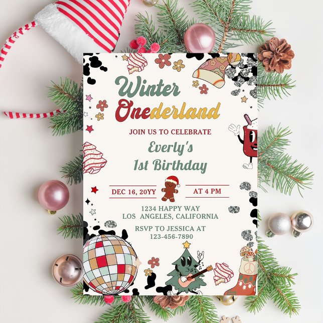 Christmas Disco Ball Winter Onederland Birthday  Invitation (Creator Uploaded)
