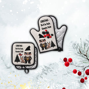 Christmas - Do It In Style, Gangsta Style   Oven Mitt & Pot Holder Set