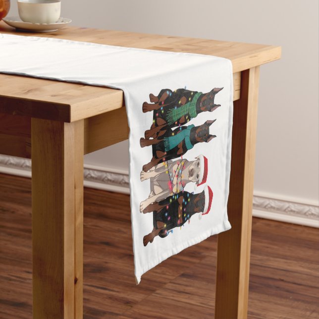 Christmas Doberman Lover Dog Mum Holiday  Short Table Runner (In Situ)