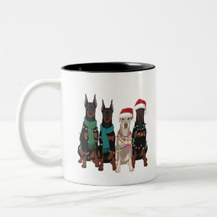 Christmas Doberman Lover Dog Mum Holiday  Two-Tone Coffee Mug