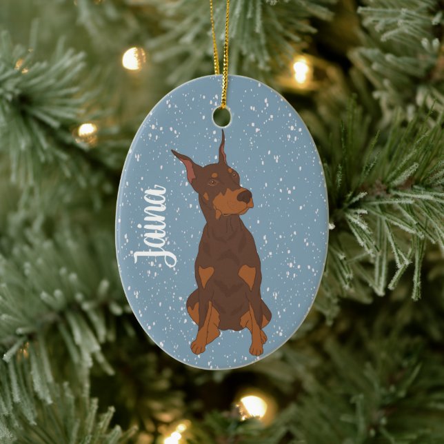 Christmas Doberman Pinscher   Ceramic Ornament (Tree)