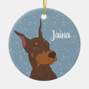 Christmas Doberman Pinscher Ceramic Ornament