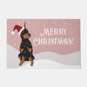 Christmas Doberman Pinscher Doormat