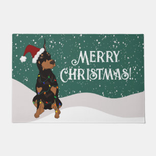 Christmas Doberman Pinscher  Doormat