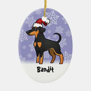 Christmas Doberman Pinscher (floppy ears) Ceramic Tree Decoration