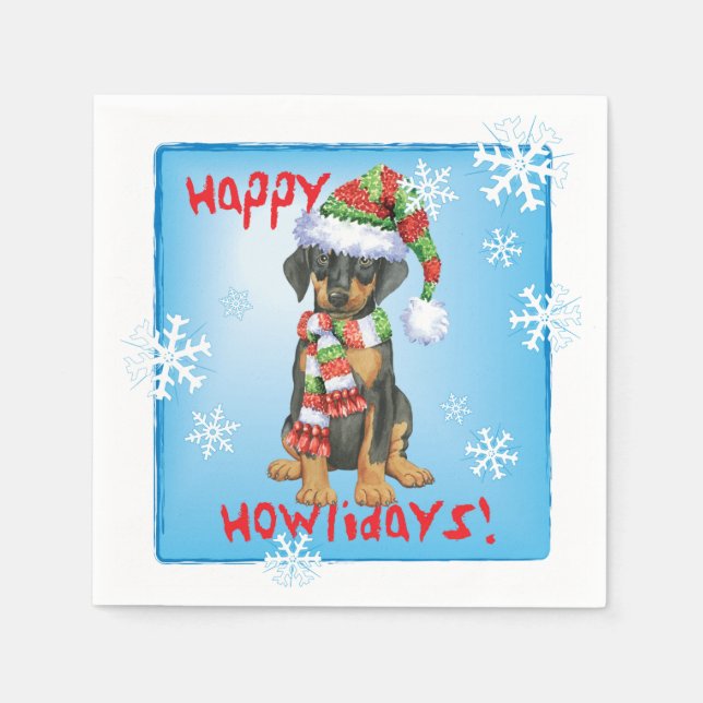 Christmas Doberman Pinscher Napkin (Front)