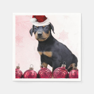 Christmas Doberman Pinscher puppy Napkin