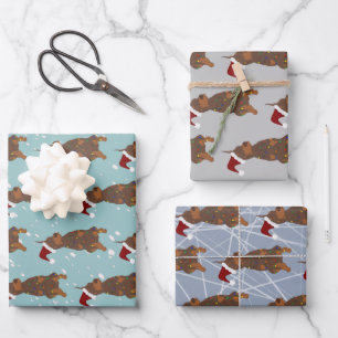 Christmas Doberman Pinscher Wrapping Paper Sheet