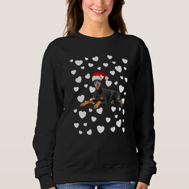 Christmas Doberman Pinscher Xmas Santa Hat Dog Mom Sweatshirt (Front)
