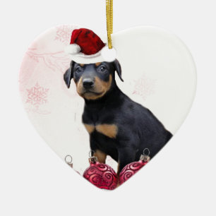 Christmas Doberman puppy Ceramic Ornament